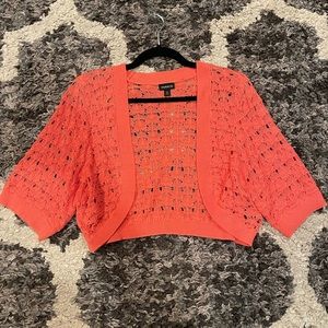 Torrid Coral Pointelle Knit Bolero Shrug Cardigan